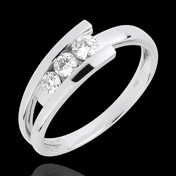 Anillo trilogía Nido Precioso - Trianon - oro blanco 18 quilates - 3 diamantes 0.31 quilates