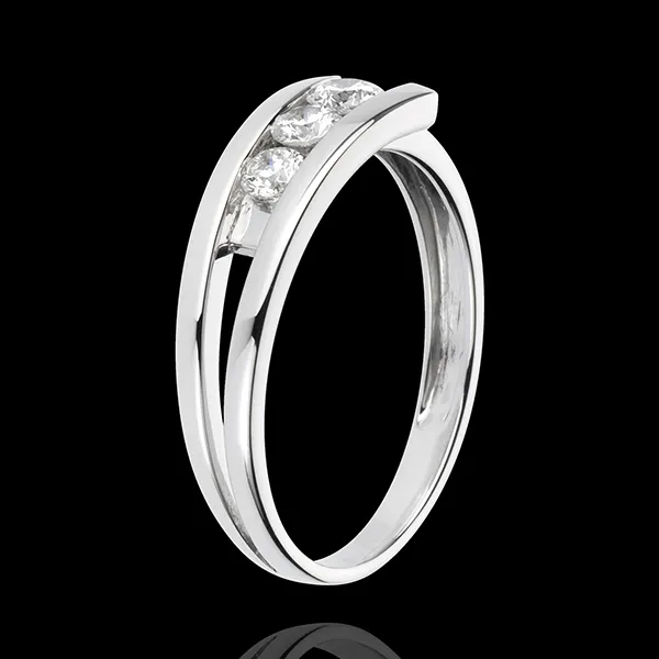 Anillo trilogía Nido Precioso - Trianon - oro blanco 18 quilates - 3 diamantes 0.31 quilates