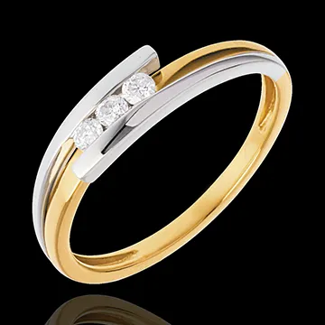 Trilogy Precious Nest - Bipolar - yellow and white gold - 3 diamonds - 0.12 carat