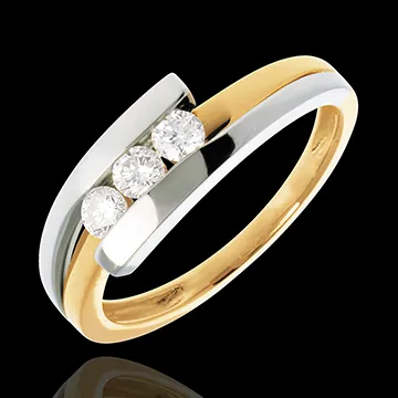 Interlocking trilogy white gold-yellow gold - 0.28 carat - 3diamonds