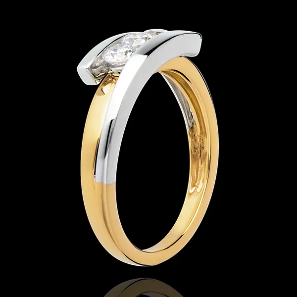 Trilogie Nid Précieux - Bipolaire - 3 diamants 0.41 carat - or blanc et or jaune 18 carats