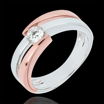 Solitario Nido Precioso - Inch'Allah - oro blanco y rosa 9 quilates - diamante 0.25 quilates