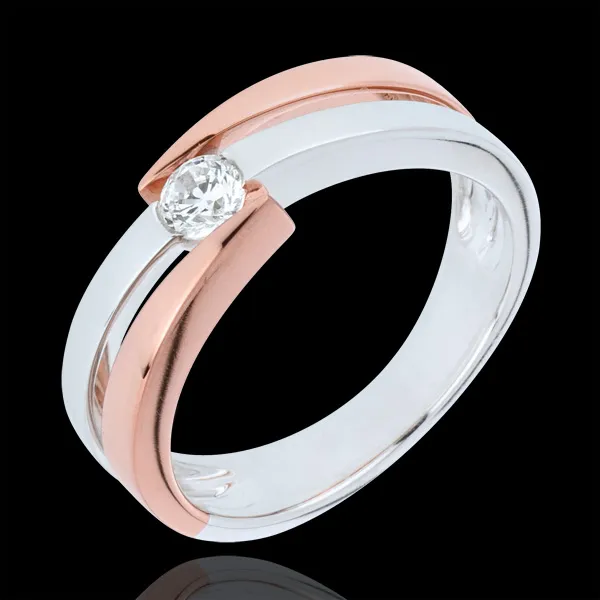 Ring Precious Nest -Solitaire Rings - pink gold. white gold - 0.18 carat - 18 carats
