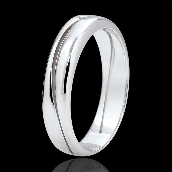 Ring Amour - Herren Trauring in Weißgold - Diamant 0.022 Karat - 18 Karat