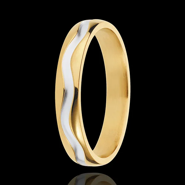 Alliance Sinusoïde - or blanc et or jaune 18 carats
