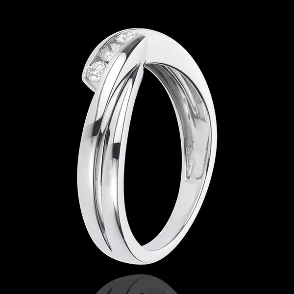 Ring Trilogy Precious Nest - Ritournelle - white gold - 3 diamonds - 18 carat