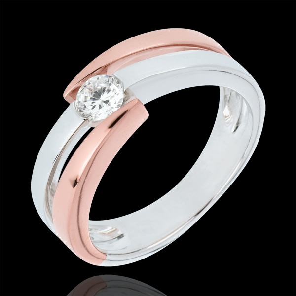 Solitaire Precious Nest - pink gold and white gold - 0.25 carat - Gold 9 karat