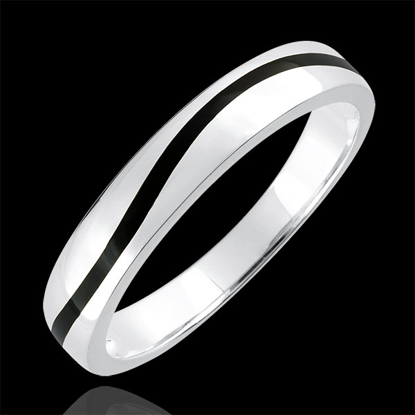 Wedding Ring Men Clair Obscure - Curve - white gold and black lacquer - 18 carat