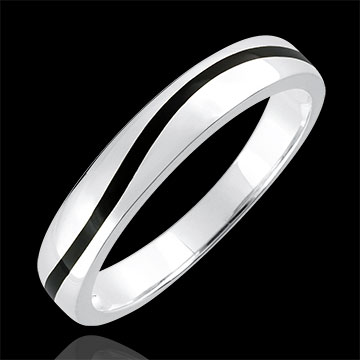 Wedding Ring Men Clair Obscure - Curve - white gold and black lacquer - 18 carat
