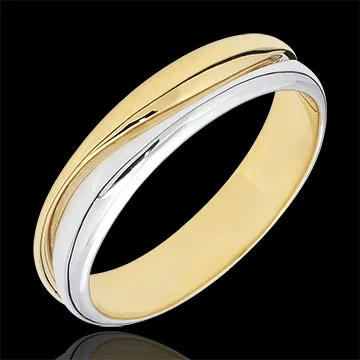 Ring Love - white gold and yellow gold wedding ring for men - 0.022 carat diamond - 9 carats