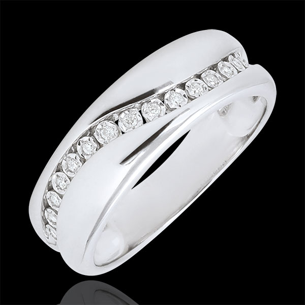 Ring Love - Multi-diamond - white gold - 9 carats