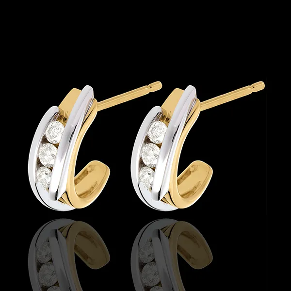 Ohrringe Trilogie Bipolar in Weiß- und Gelbgold - 0.3 Karat - 6 Diamanten