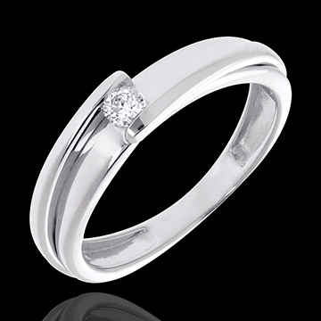 Solitär Ring Kostbarer Kokon - Anziehungskraft - Weißgold - 0. 08 Karat - 18 Karat