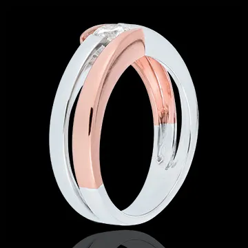 Solitär Ring Kostbarer Kokon - Inch' Allah - Rosé Gold und Weißgold - 0. 25 Karat - 18 Karat