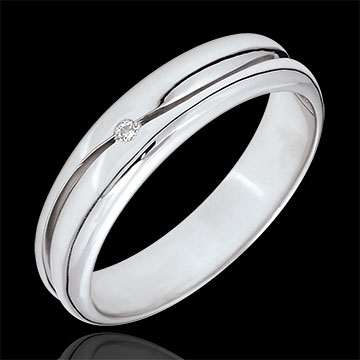 Ring Amour - Herren Trauring in Weißgold - Diamant 0.022 Karat - 9 Karat