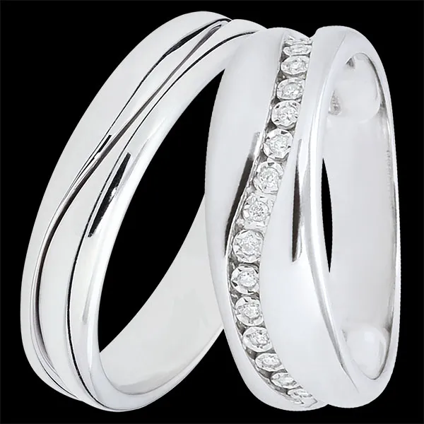 Amour Wedding Ring Duo – White Gold & Diamonds – 9 Carat