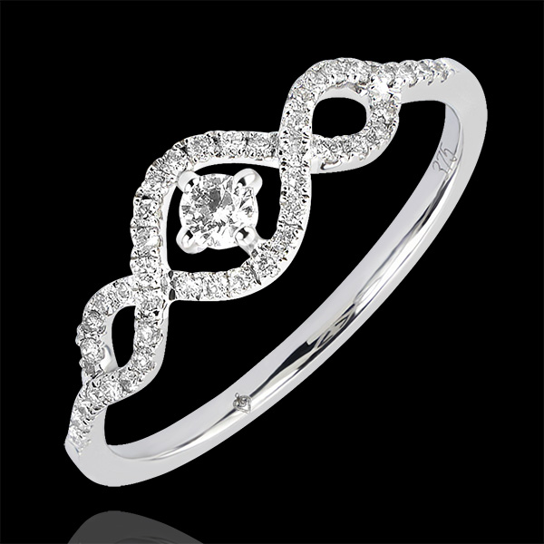 Anello Abbondanza - Volute - oro bianco 9 carati e diamanti
