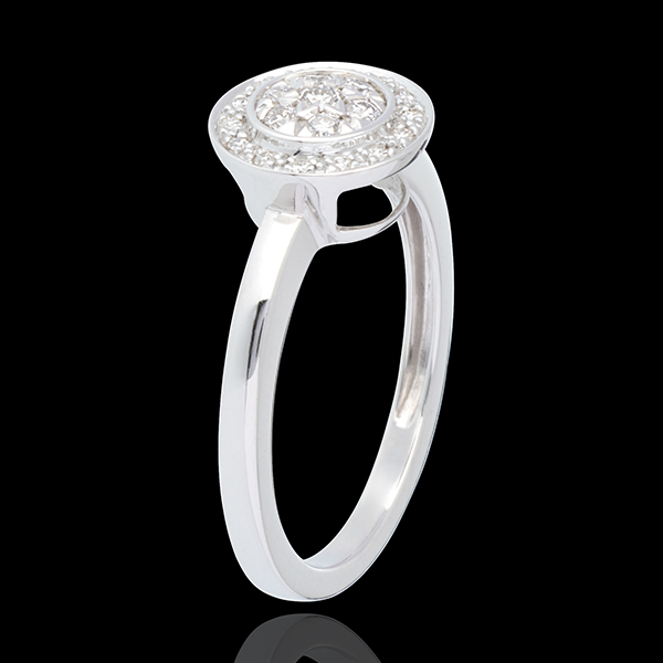 Anello Bottone Destino - Oro bianco pavé - 18 carati - 21 Diamanti 