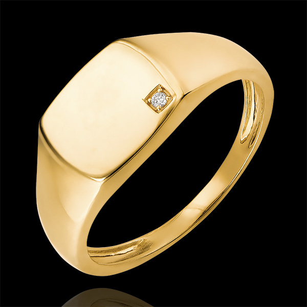 Anello Chiaroscuro - Chevalière Enea - oro giallo 9 carati e diamante