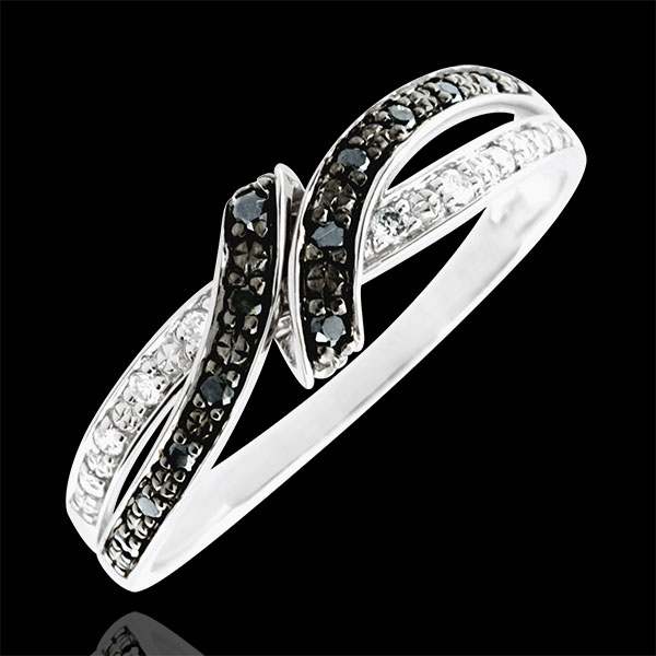 Anello Chiaroscuro - Incontro - Oro bianco - 18 carati - Diamanti bianchi e diamanti neri 
