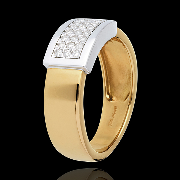 Anello Cintura - Oro giallo e Oro bianco pavé - 18 carati - Diamante