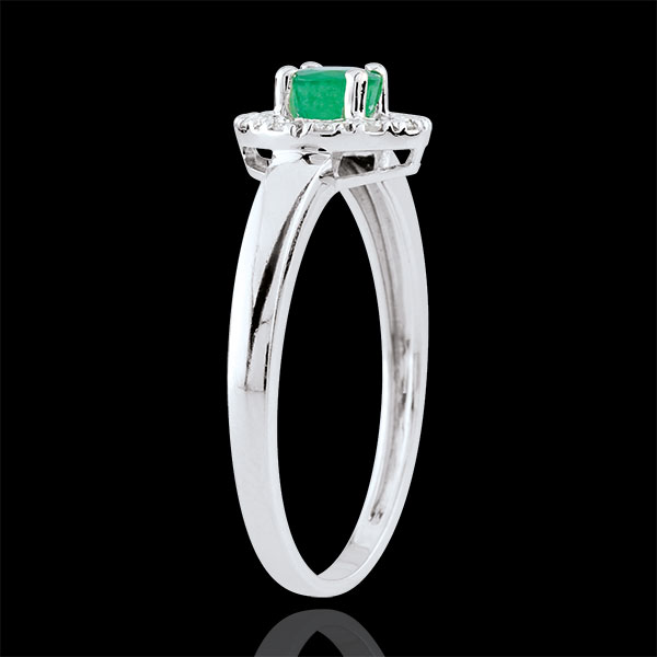 Anello Clévia - Oro bianco - 9 carati - 12 Diamanti - Smeraldi