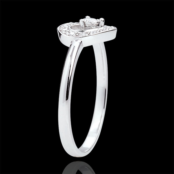 Anello Cuore Tiphanie - Oro bianco - 9 carati - 15 Diamanti - 0.10 carati