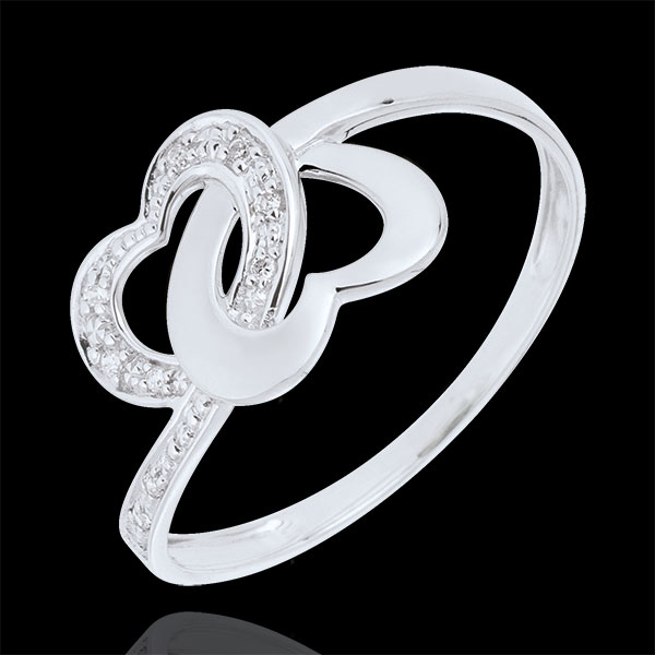 Anello Cuori legati - Oro bianco - 9 carati - 9 Diamanti