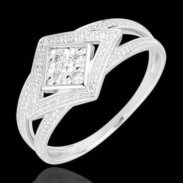 Anello Destino - Andromaca - Oro bianco - 18 carati - 4 Diamanti