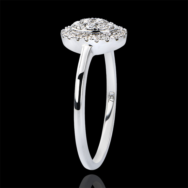 Anello di Fidanzamento Abbondanza - Cluster - oro bianco 9 carati e diamanti