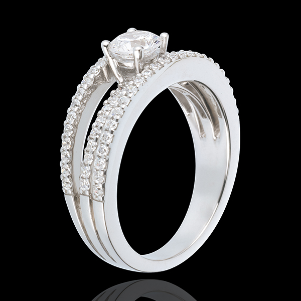 Anello di fidanzamento Destino - Duchessa - Oro bianco - 18 carati - Diamante centrale - 0.5 carati - 67 Diamanti