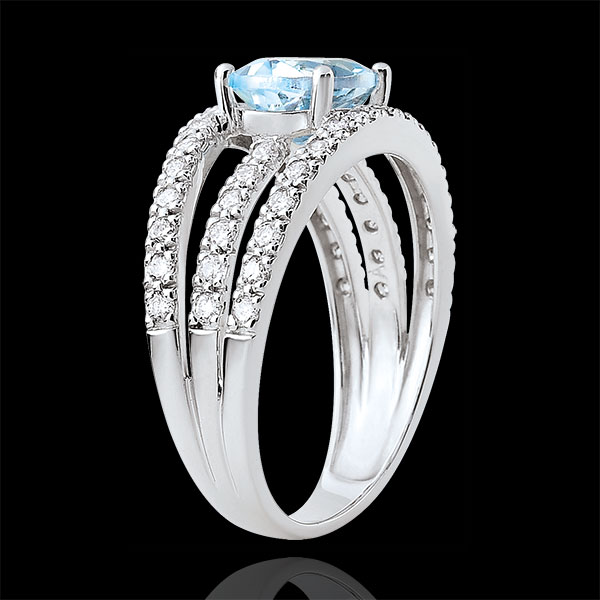 Anello di Fidanzamento Destino - Duchessa Variazione - Topazio 1.5 carati e Diamanti - Oro bianco 18 carati