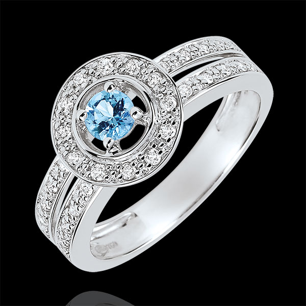 Anello di Fidanzamento Destino - Lady - Topazio 0.2 carati e Diamanti - Oro bianco 18 carati