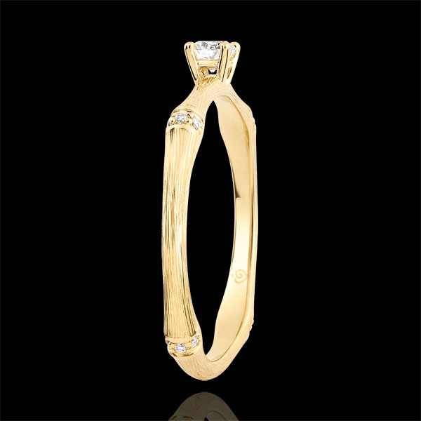 Anello di fidanzamento Giungla Sacra - diamante 0.09 carati - oro giallo spazzolato 9 carati