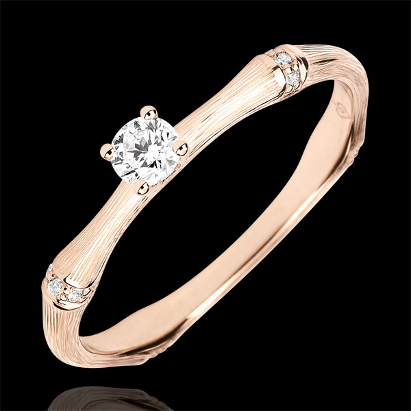 Anello di fidanzamento Giungla Sacra - diamante 0.09 carati - oro rosa spazzolato 18 carati