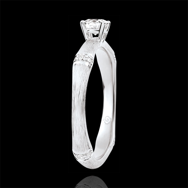 Anello di fidanzamento Giungla Sacra - diamante 0.2 carati - oro bianco spazzolato 9 carati