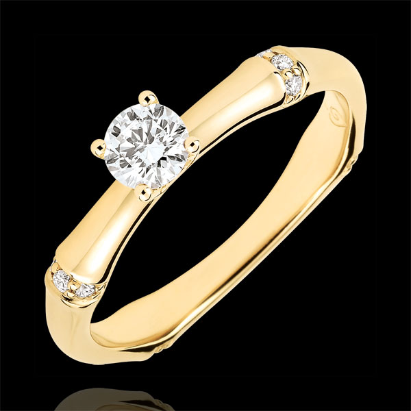 Anello di fidanzamento Giungla Sacra - diamante 0.2 carati - oro giallo 9 carati