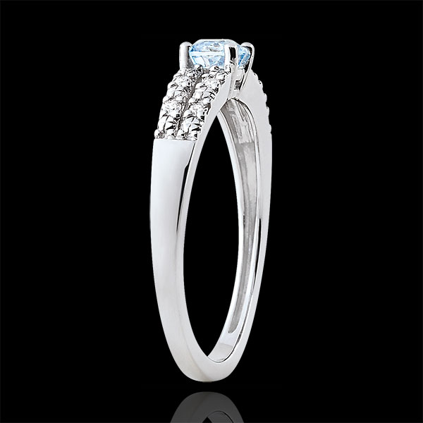 Anello di Fidanzamento Margot - Acquamarina 0.23 carati e Diamanti - Oro bianco 18 carati