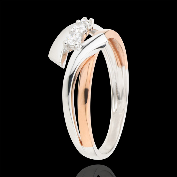 Anello di fidanzamento Nido Prezioso - Trilogy variazione - Oro rosa e Oro bianco - 9 carati - 3 Diamanti