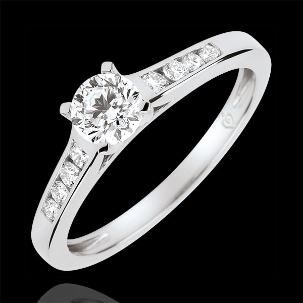 Anello di Fidanzamento Solitario Altezza -Diamante 0.4 carati - Oro bianco 18 carati