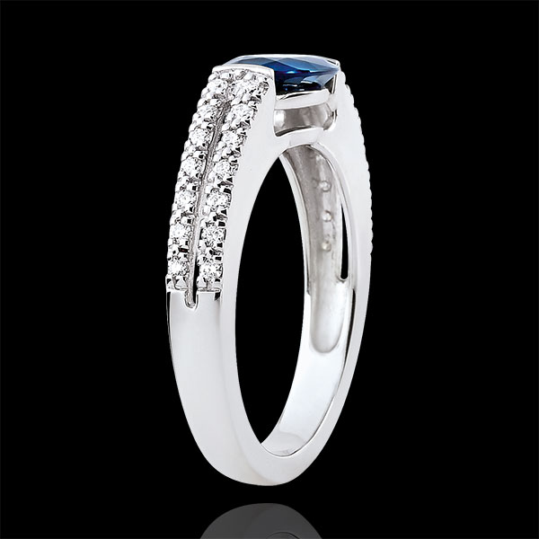 Anello di Fidanzamento Vittoria - Zaffiro 1.7 carati e Diamanti - Oro bianco 18 carati