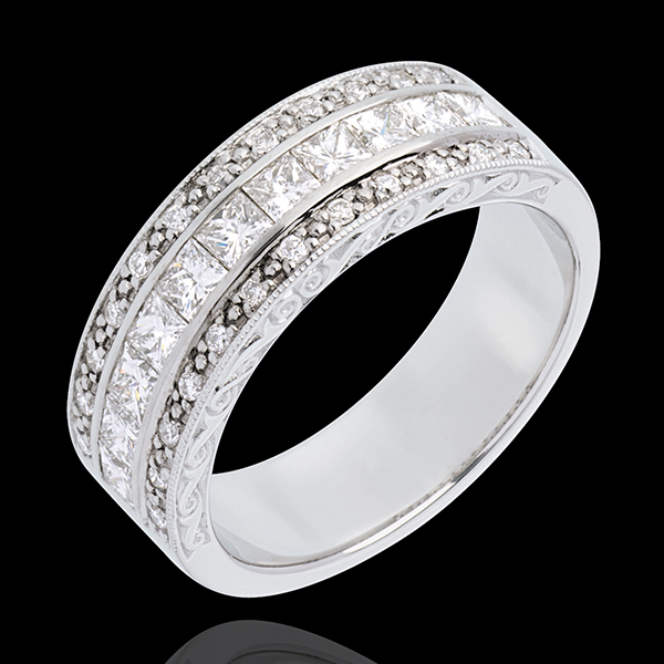Anello Fantasmagoria - Direzione Venere - Oro bianco semi pavé -18 carati - 35 diamanti - 0.87 carati 