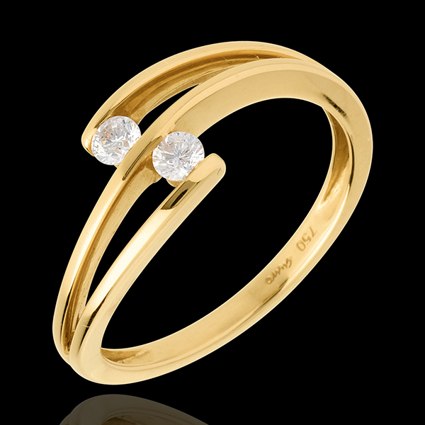 Anello Fascia - Tu & io - Oro giallo - 18 carati - Diamante - 0.15 carati