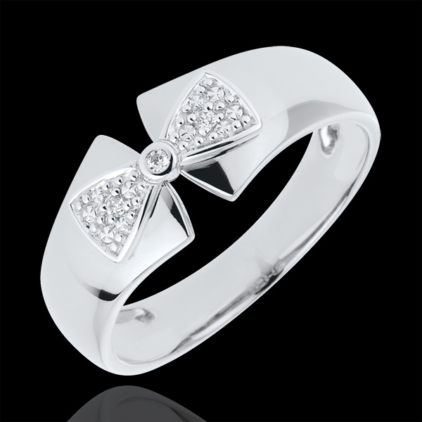 Anello Fiocco Amelie - Oro bianco - 9 carati - 2 Diamanti