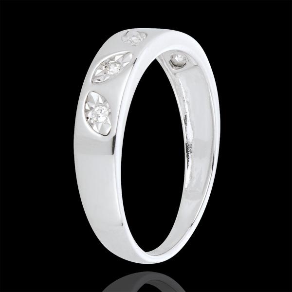 Anello Foglioline - Oro bianco - 18 carati - 5 Diamanti 