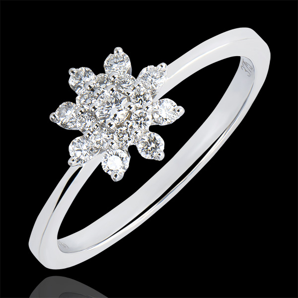 Anello Freschezza - Fiore delle Vette - oro bianco 9 carati e diamanti