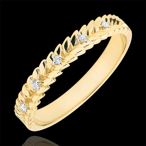 Anello Giardino Incantato - Diamante Treccia - Oro giallo - 9 carati