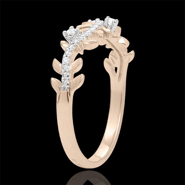 Anello Giardino Incantato - Fogliame Reale - diamante e oro rosa - 9 carati