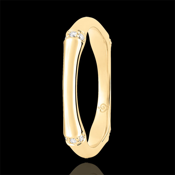 Anello Giungla Sacra - Multidiamanti 3mm - oro giallo 9 carati