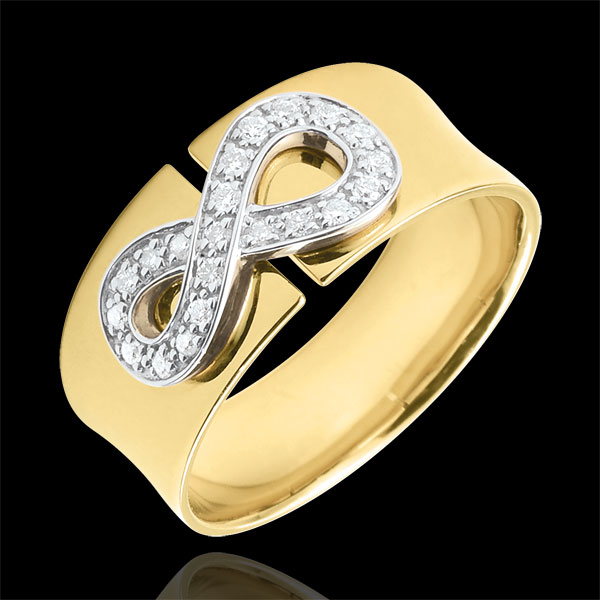 Anello Infinito - oro giallo e diamanti - 9 carati